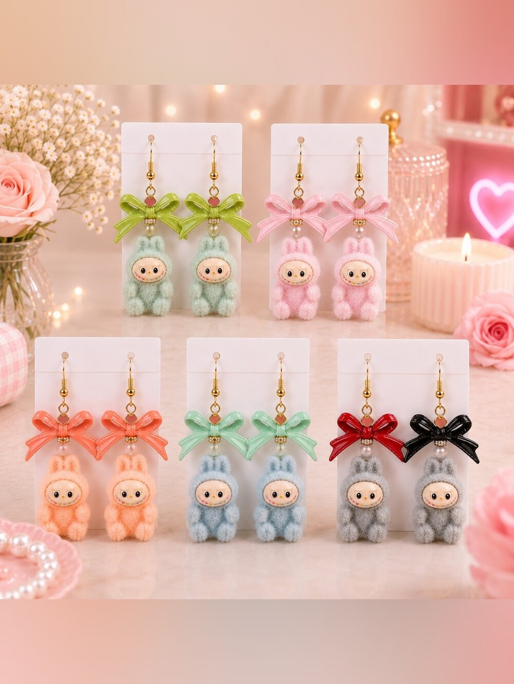 Handmade Mini Labubu Earrings - Picture 2 of 5